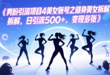 男粉引流项目4美女账号之健身美女拆解，日引流500+，变现多张-蜗牛学社