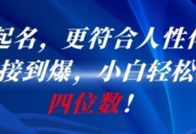 AI一键起名,更符合人性化,接单接到爆,小白轻松月入四位数!-蜗牛学社