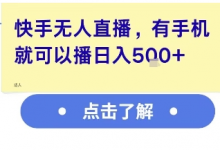 快手无人直播，有手机就可以播，收益可观日入5张+-蜗牛学社