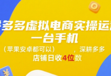 拼多多虚拟电商实操运营,一台手机(苹果安卓都可以),深耕多多店铺日收4位数-蜗牛学社