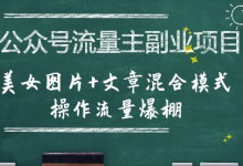 公众号流量主副业项目,美女图片+文章混合模式操作流量爆棚-蜗牛学社