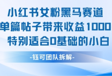 小红书女粉黑马赛道单篇帖子带来收益1k+,特别适合0基础的小白-蜗牛学社