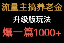 流量主之养老金升级版玩法  爆一篇收益1k+-蜗牛学社