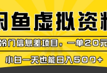 咸鱼虚拟资料变现，冷门信息差项目，一单20米，小白一天也能日入5张+-蜗牛学社