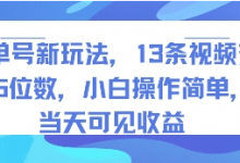 书单号新玩法，13条视频变现5位数，小白操作简单，当天可见收益-蜗牛学社
