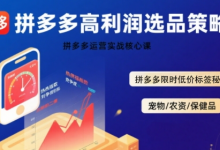 拼多多选品暴利技术实战课，拼多多高利润选品策略，拼多多限时低价标签秘诀-蜗牛学社
