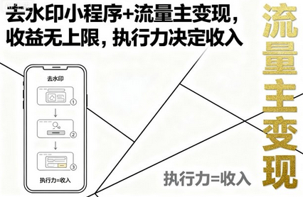去水印小程序+流量主变现,收益无上限,执行力决定收入-蜗牛学社