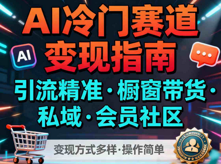 AI冷门赛道，引流精准，橱窗带货+私域+会员社区，变现方式多样，操作简单-蜗牛学社