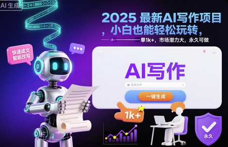 2025最新AI写作项目,小白也能轻松玩转,一单1k+,市场潜力大,永久可做-蜗牛学社