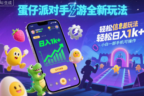 蛋仔派对手游全新玩法，轻松日入1k+，风口信息差玩法，当天见收益，小白一部手机可操作-蜗牛学社