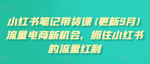 小红书笔记带货课(更新25年12月)流量电商新机会,抓住小红书的流量红利-蜗牛学社