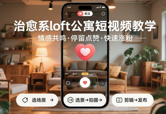 治愈系loft公寓短视频制作教学，情感共鸣引停留点赞关注，快速起号涨粉-蜗牛学社