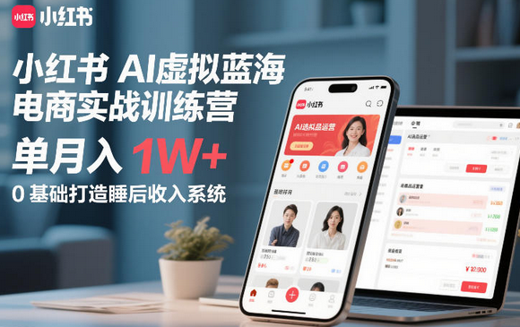 小红书AI虚拟蓝海电商实战训练营，单月入1W+，0基础打造睡后收入系统-蜗牛学社