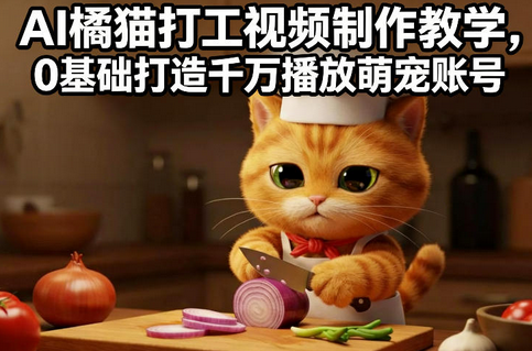 AI橘猫打工视频制作教学,流量狂飙,0基础打造千万播放萌宠账号-蜗牛学社