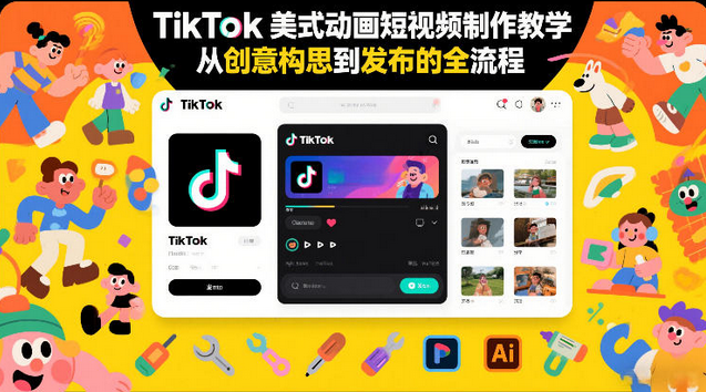 TikTok美式动画短视频制作教学，从创意构思到发布的全流程-蜗牛学社