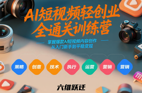 AI短视频轻创业全通关训练营，掌握爆款AI短视频内容创作，从入门新手到平稳变现的六维跃迁-蜗牛学社