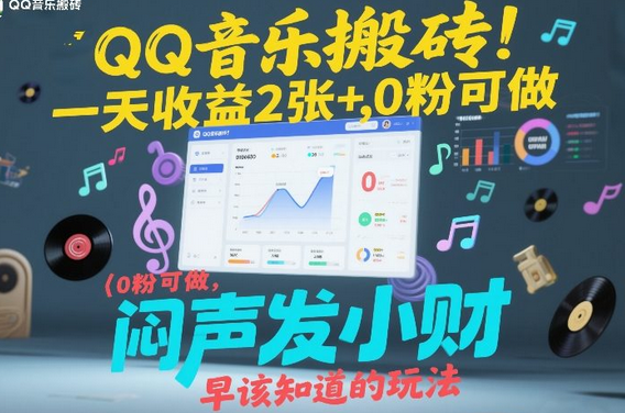 QQ音乐搬砖！一天收益2张+，0粉可做，“闷声发小财”早该知道的玩法-蜗牛学社