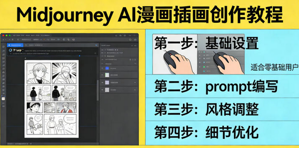 利用Midjourney AI人工智能轻松创作漫画插画教程，零基础创作完整漫画插画-蜗牛学社