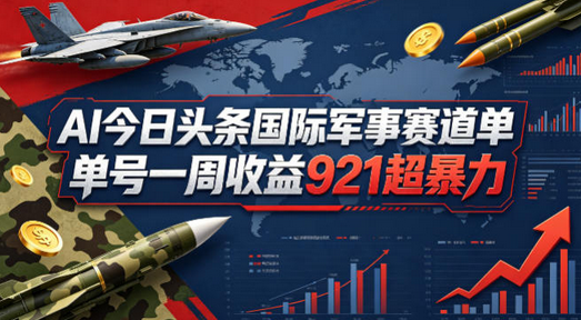 AI今日头条国际军事赛道，单号一周收益921，超暴力-蜗牛学社
