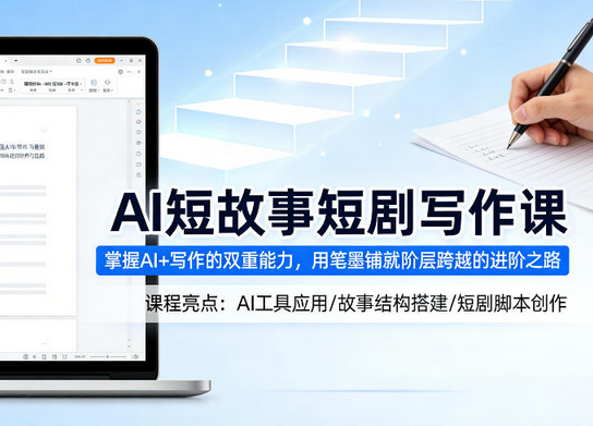 AI短故事短剧写作课，掌握AI+写作的双重能力，用笔墨铺就阶层跨越的进阶之路-蜗牛学社