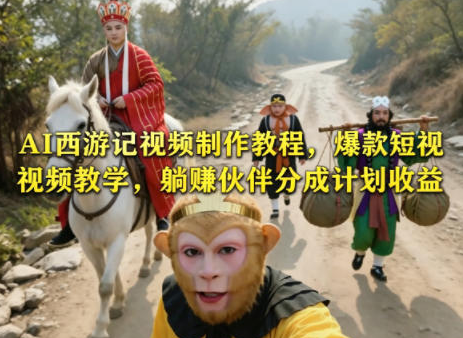 AI西游记视频制作教程，爆款短视频教学，躺賺伙伴分成计划收益-蜗牛学社