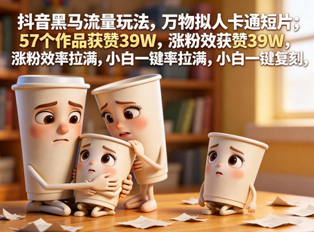 抖音黑马流量玩法，万物拟人卡通短片，57个作品获赞39W，涨粉效率拉满，小白一键复刻，保姆级拆解-蜗牛学社